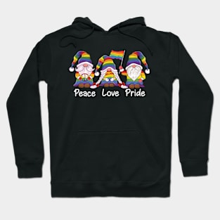 Peace love pride LGBT flag Rainbow Gay Pride LGBT Gnome Hoodie